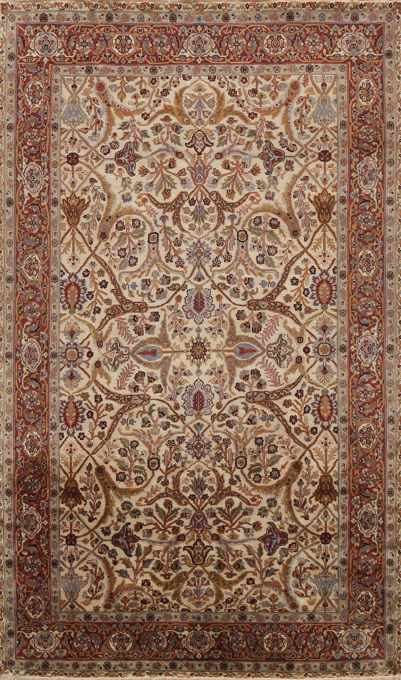 100% Vegetable Dye Floral Kashan Oriental Area Rug 6x9