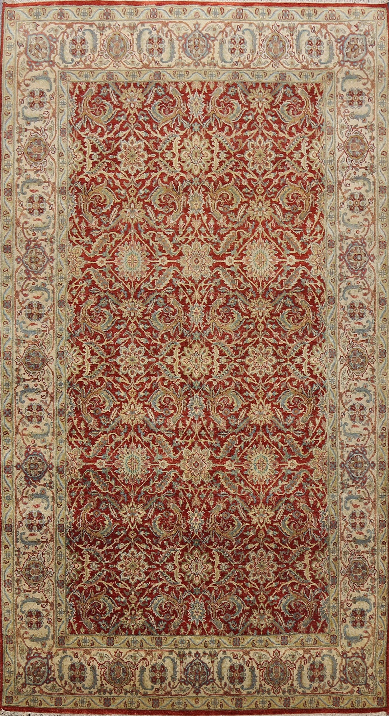 100% Vegetable Dye Floral Kashan Oriental Area Rug 5x9