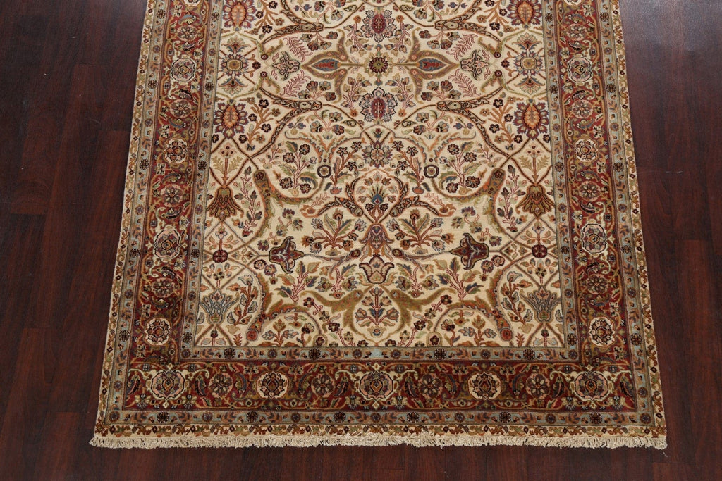 100% Vegetable Dye Floral Kashan Oriental Area Rug 6x9