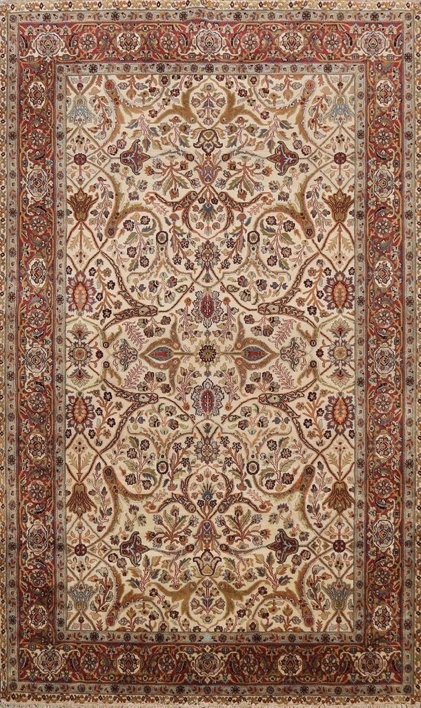 100% Vegetable Dye Floral Kashan Oriental Area Rug 6x9