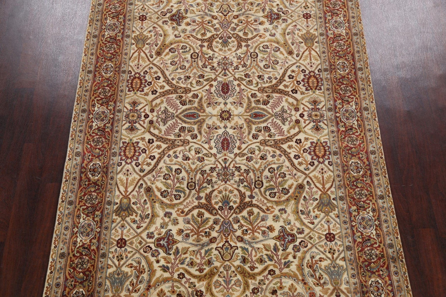 100% Vegetable Dye Floral Kashan Oriental Area Rug 6x9