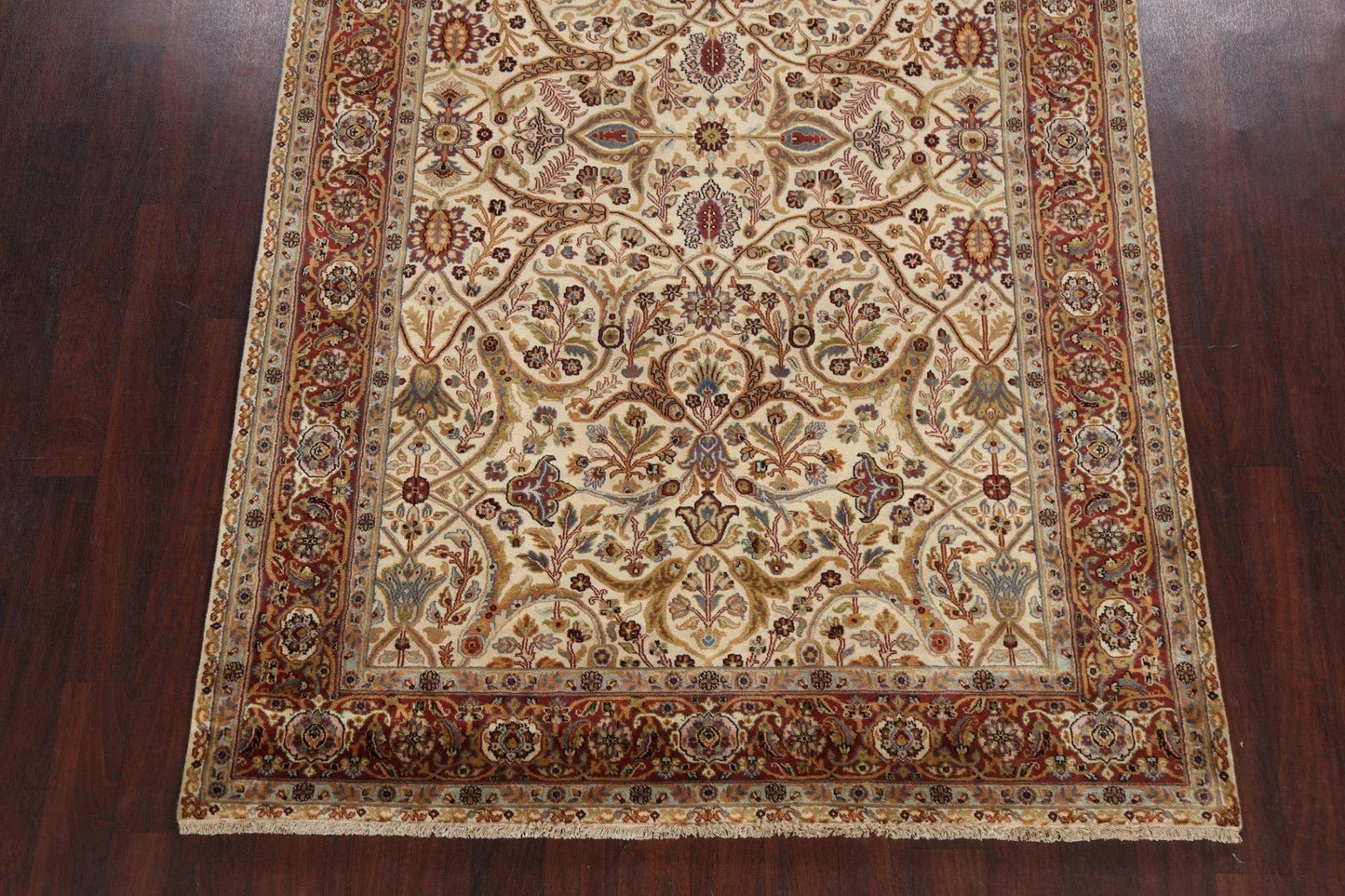 100% Vegetable Dye Floral Kashan Oriental Area Rug 6x9