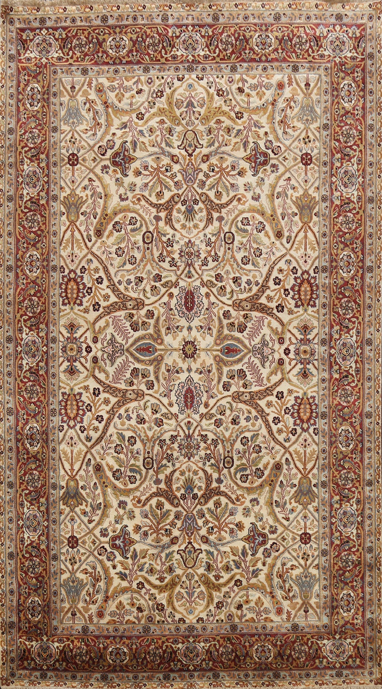 100% Vegetable Dye Floral Kashan Oriental Area Rug 6x9