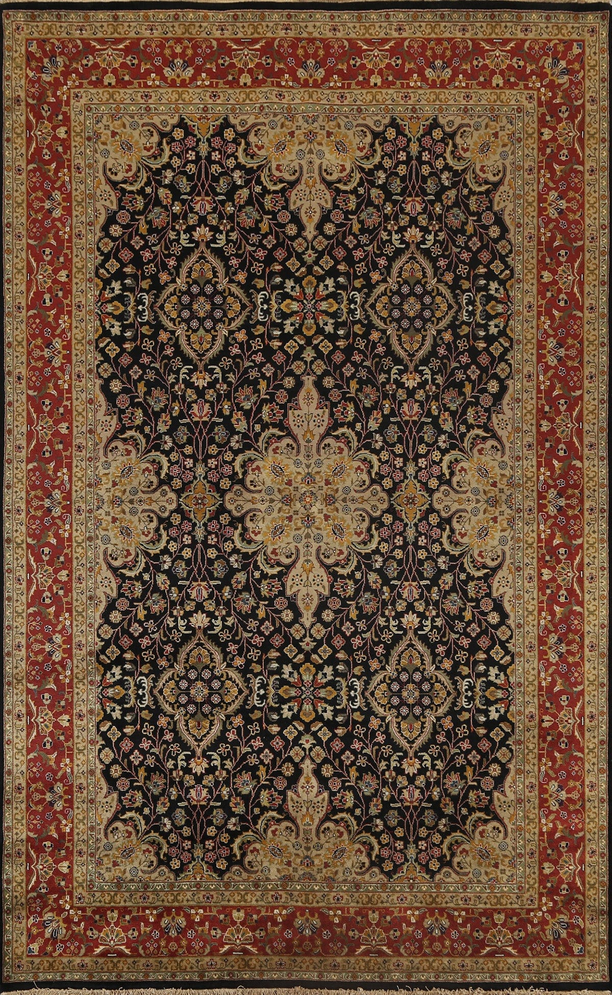 100% Vegetable Dye Floral Kashan Oriental Area Rug 6x9