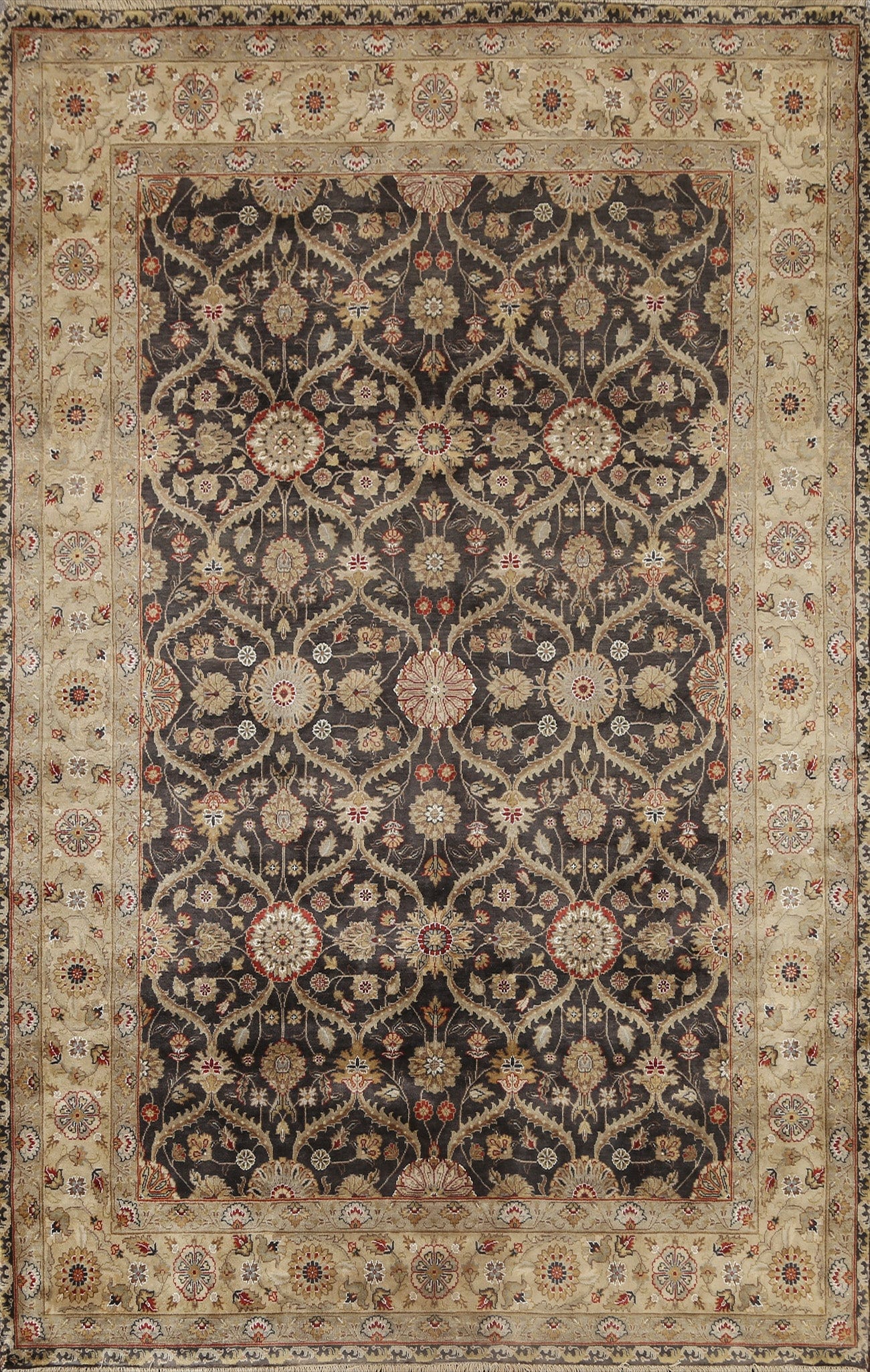 100% Vegetable Dye Floral Kashan Oriental Area Rug 6x8