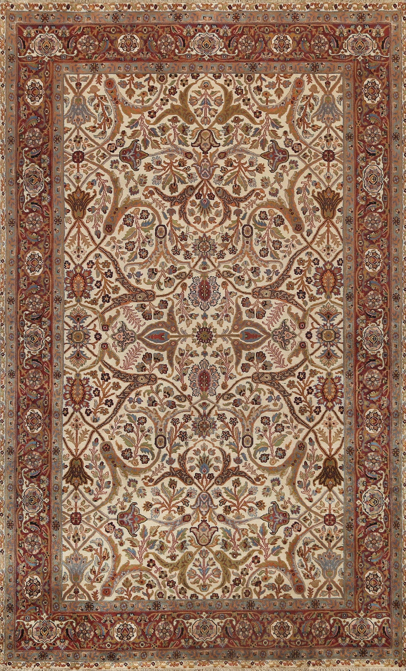 100% Vegetable Dye Floral Kashan Oriental Area Rug 6x9