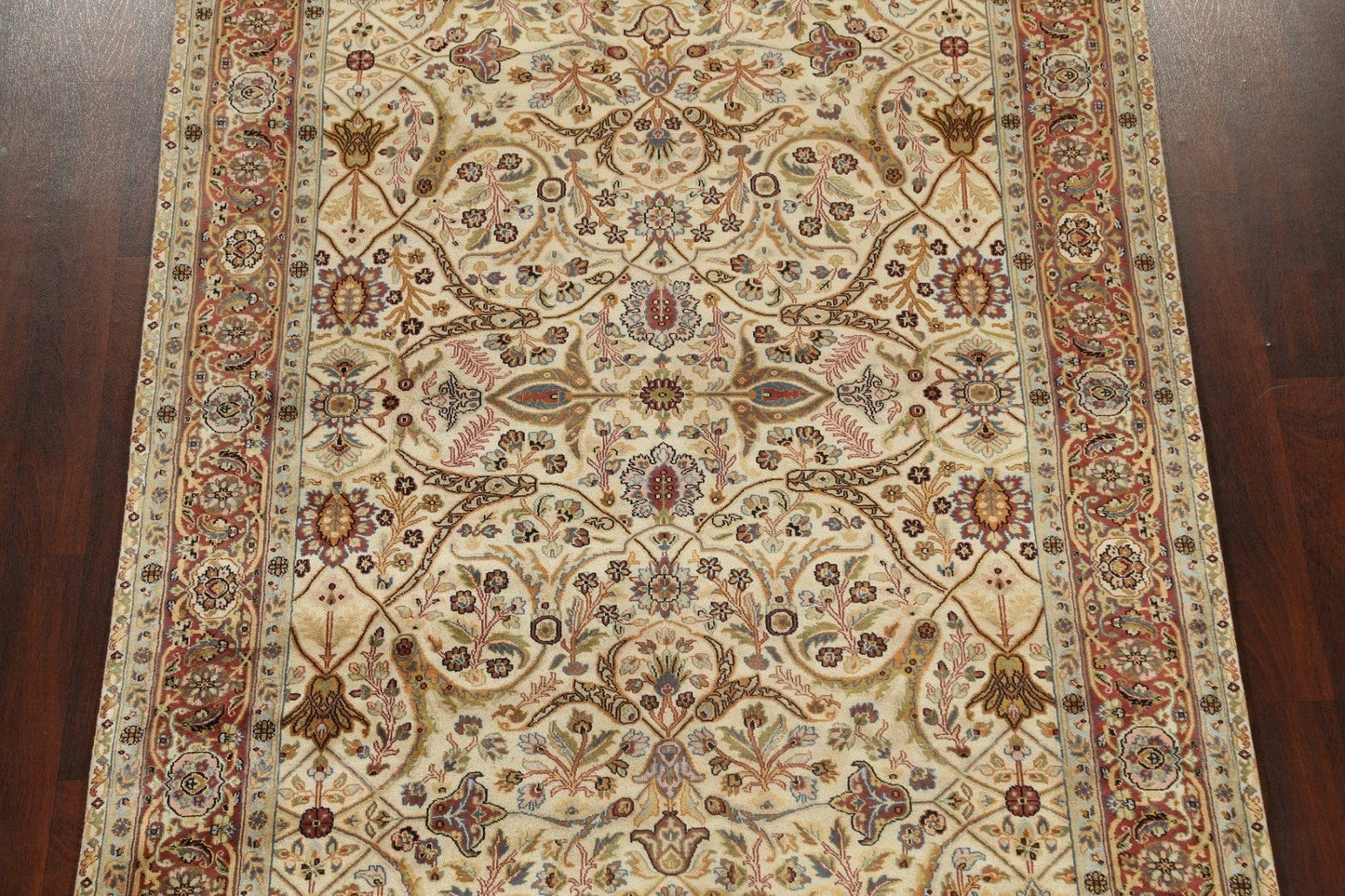 100% Vegetable Dye Floral Kashan Oriental Area Rug 6x9