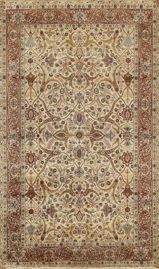 100% Vegetable Dye Floral Kashan Oriental Area Rug 6x9