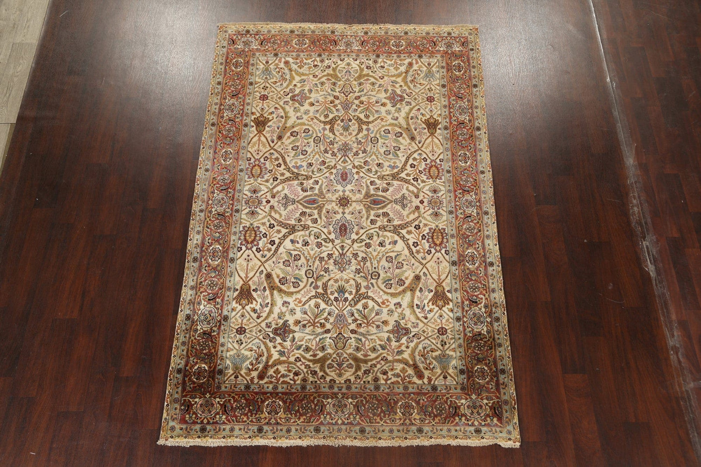 100% Vegetable Dye Floral Kashan Oriental Area Rug 6x9