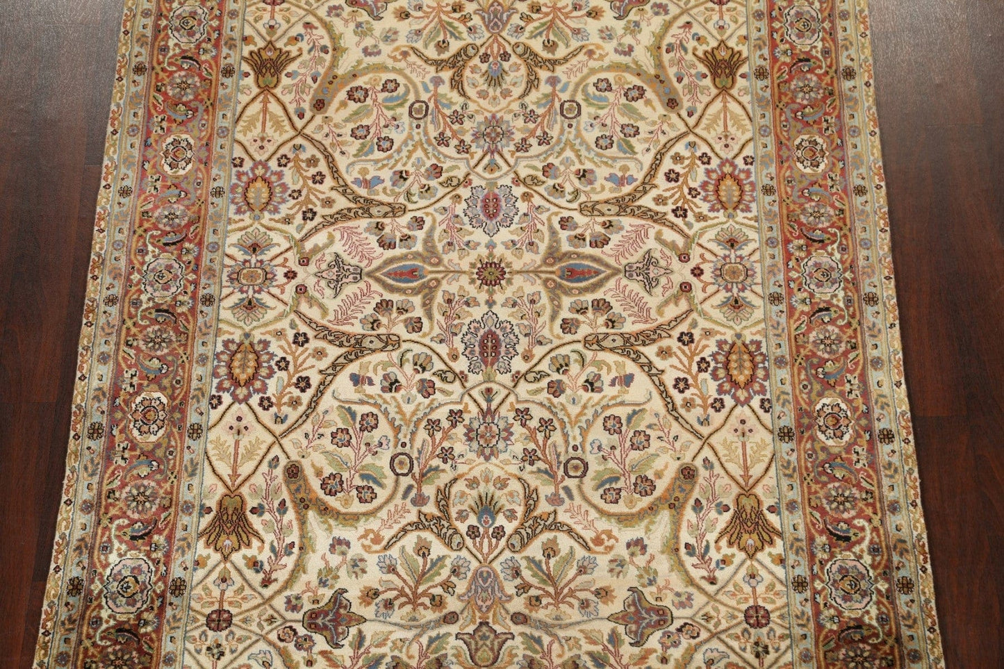 100% Vegetable Dye Floral Kashan Oriental Area Rug 6x9