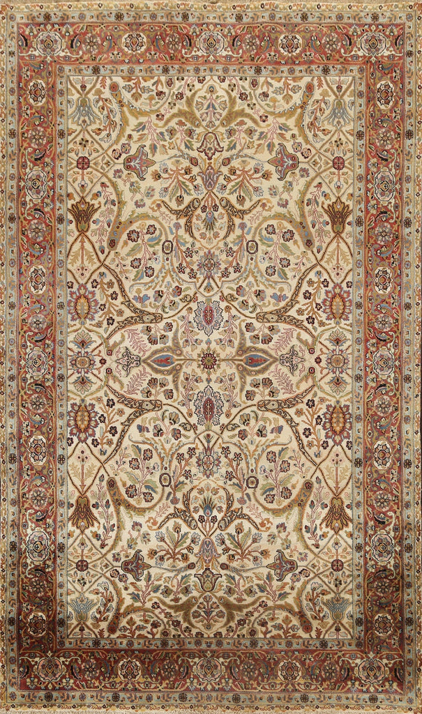 100% Vegetable Dye Floral Kashan Oriental Area Rug 6x9