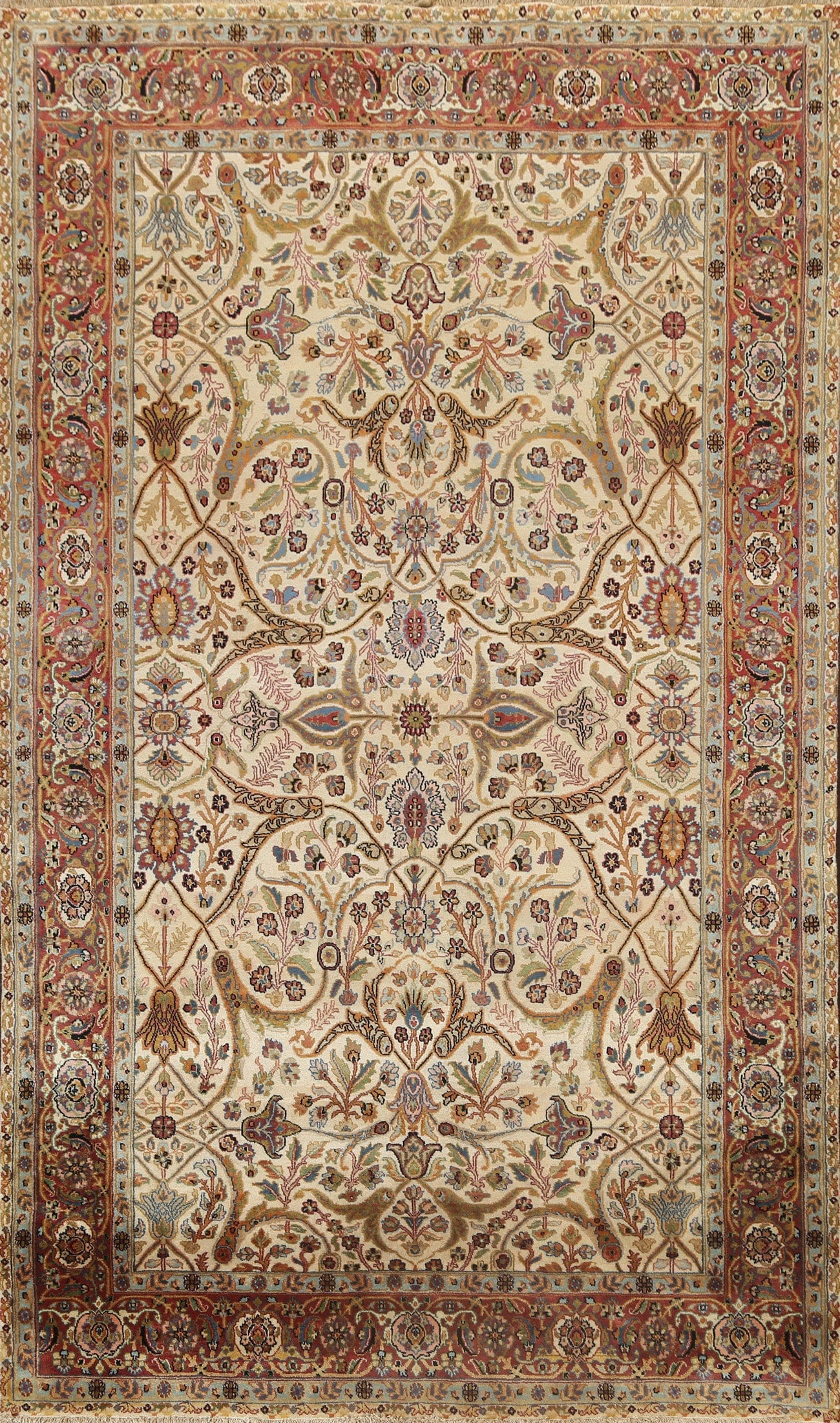 100% Vegetable Dye Floral Kashan Oriental Area Rug 6x9