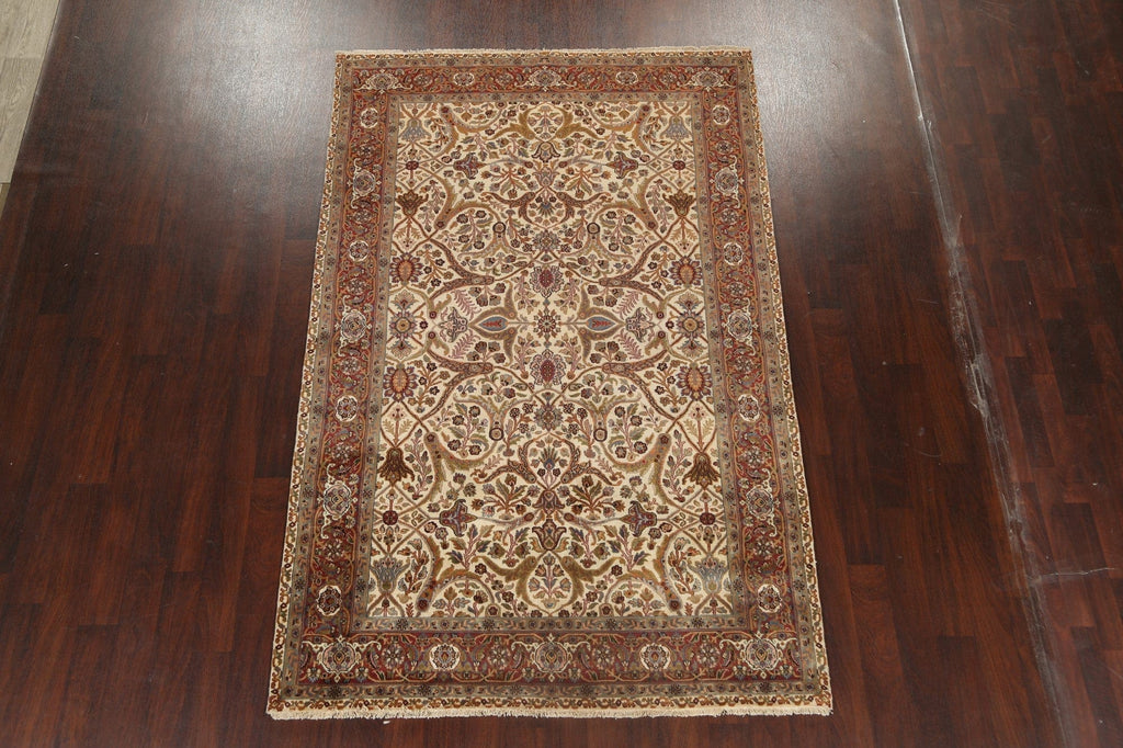 100% Vegetable Dye Floral Kashan Oriental Area Rug 6x9