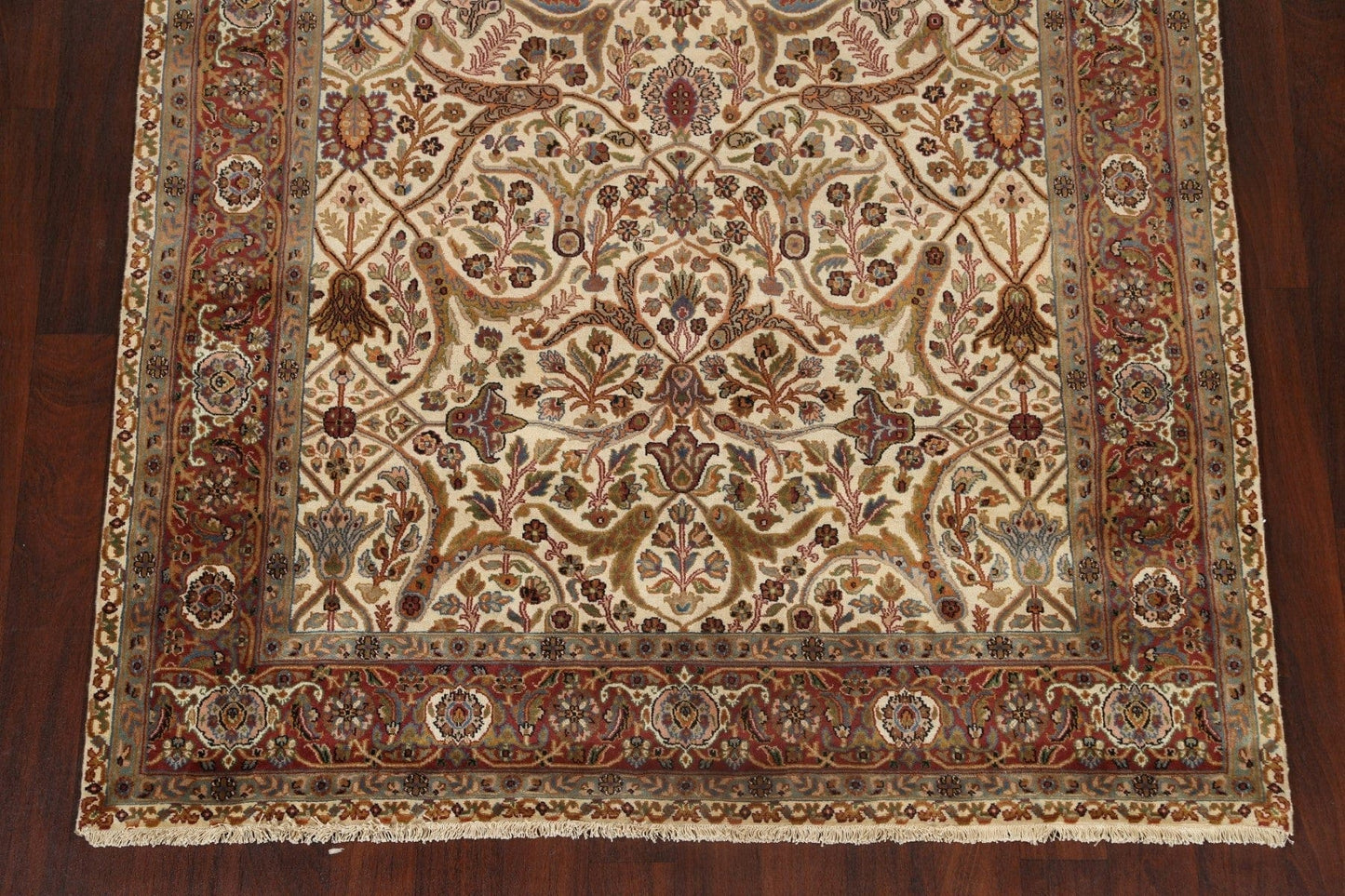 100% Vegetable Dye Floral Kashan Oriental Area Rug 6x9