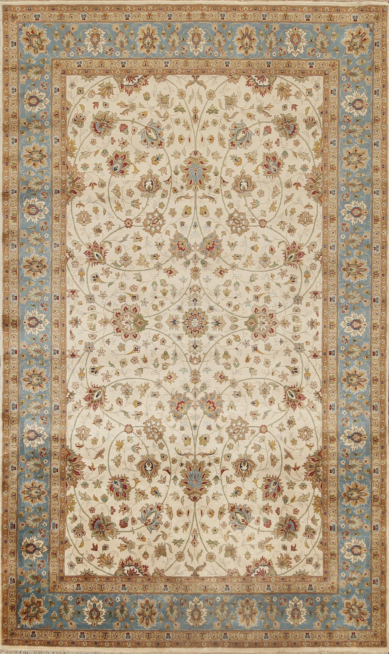 100% Vegetable Dye Floral Kashan Oriental Area Rug 7x10