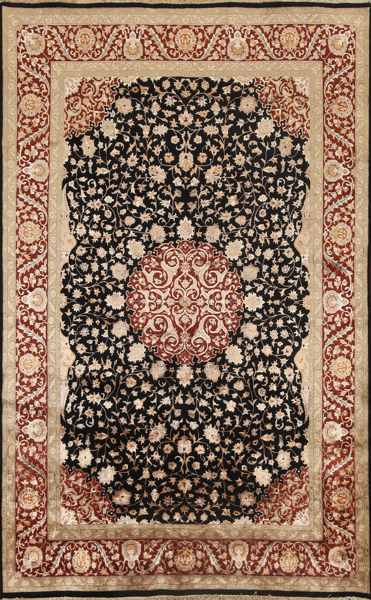 100% Vegetable Dye Floral Kashan Oriental Area Rug 6x8