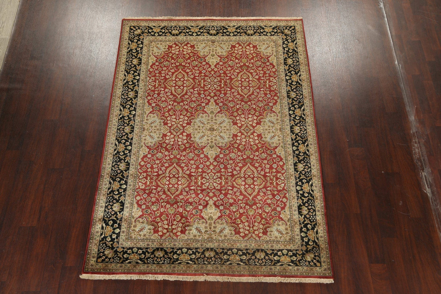 100% Vegetable Dye Floral Kashan Oriental Area Rug 6x9