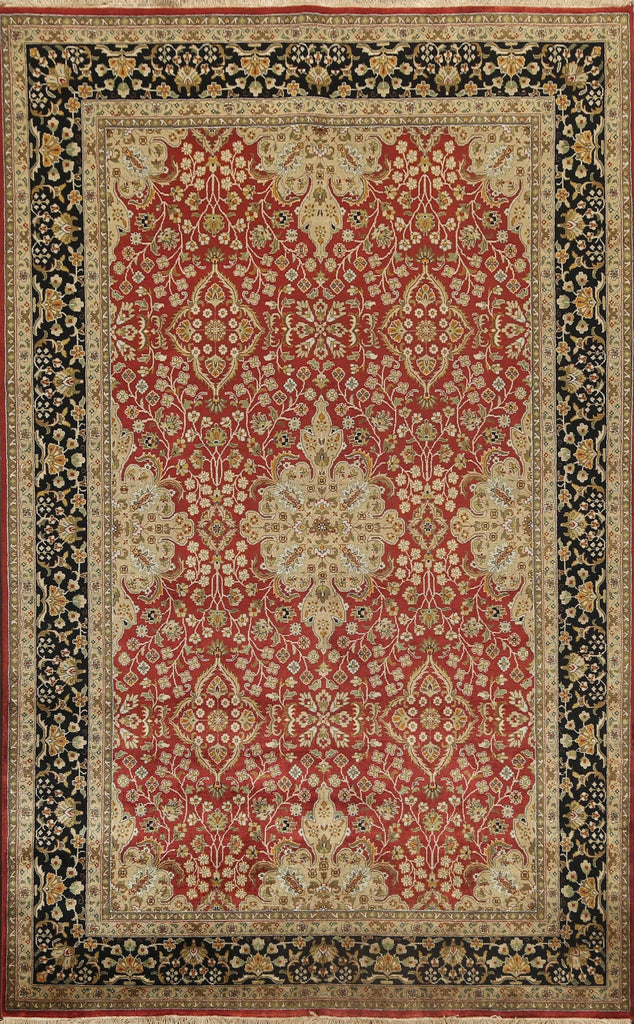 100% Vegetable Dye Floral Kashan Oriental Area Rug 6x9