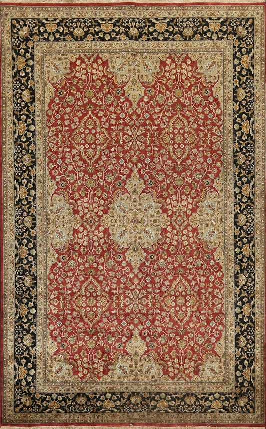 100% Vegetable Dye Floral Kashan Oriental Area Rug 6x9