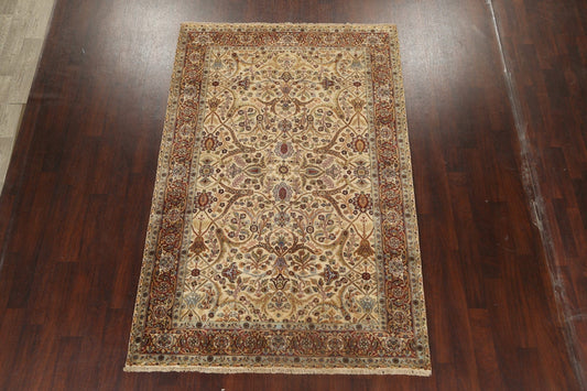 100% Vegetable Dye Floral Kashan Oriental Area Rug 6x9