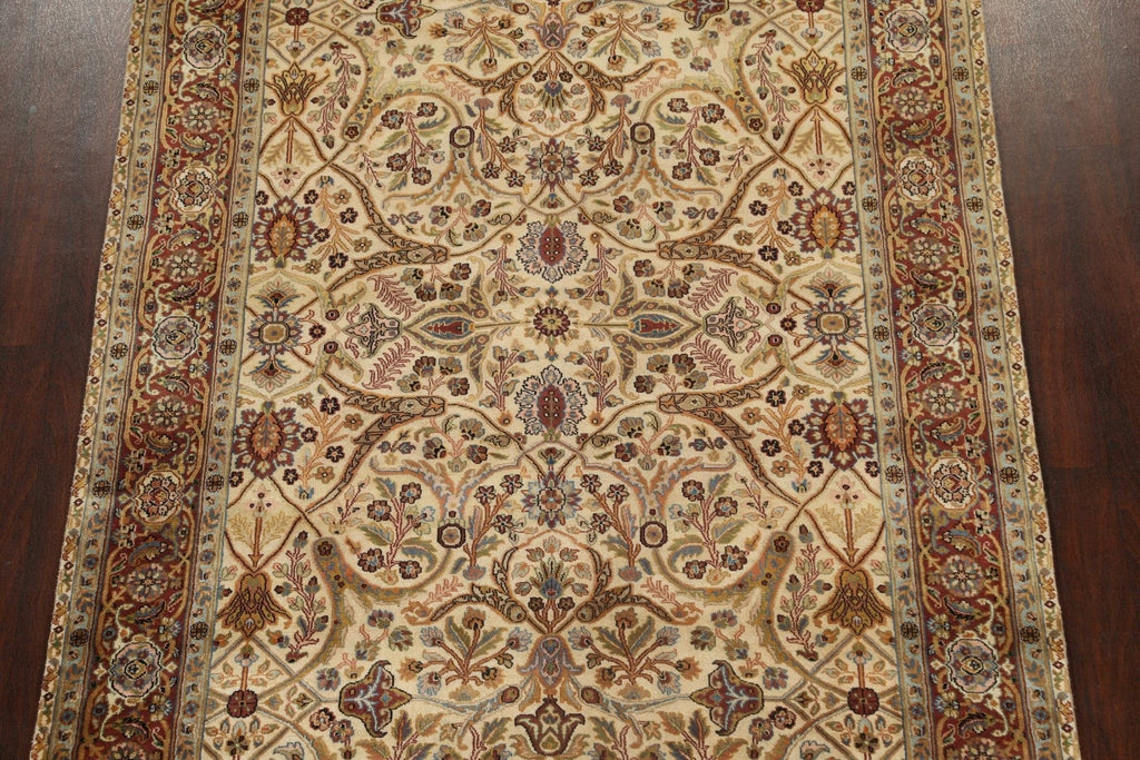 100% Vegetable Dye Floral Kashan Oriental Area Rug 6x9