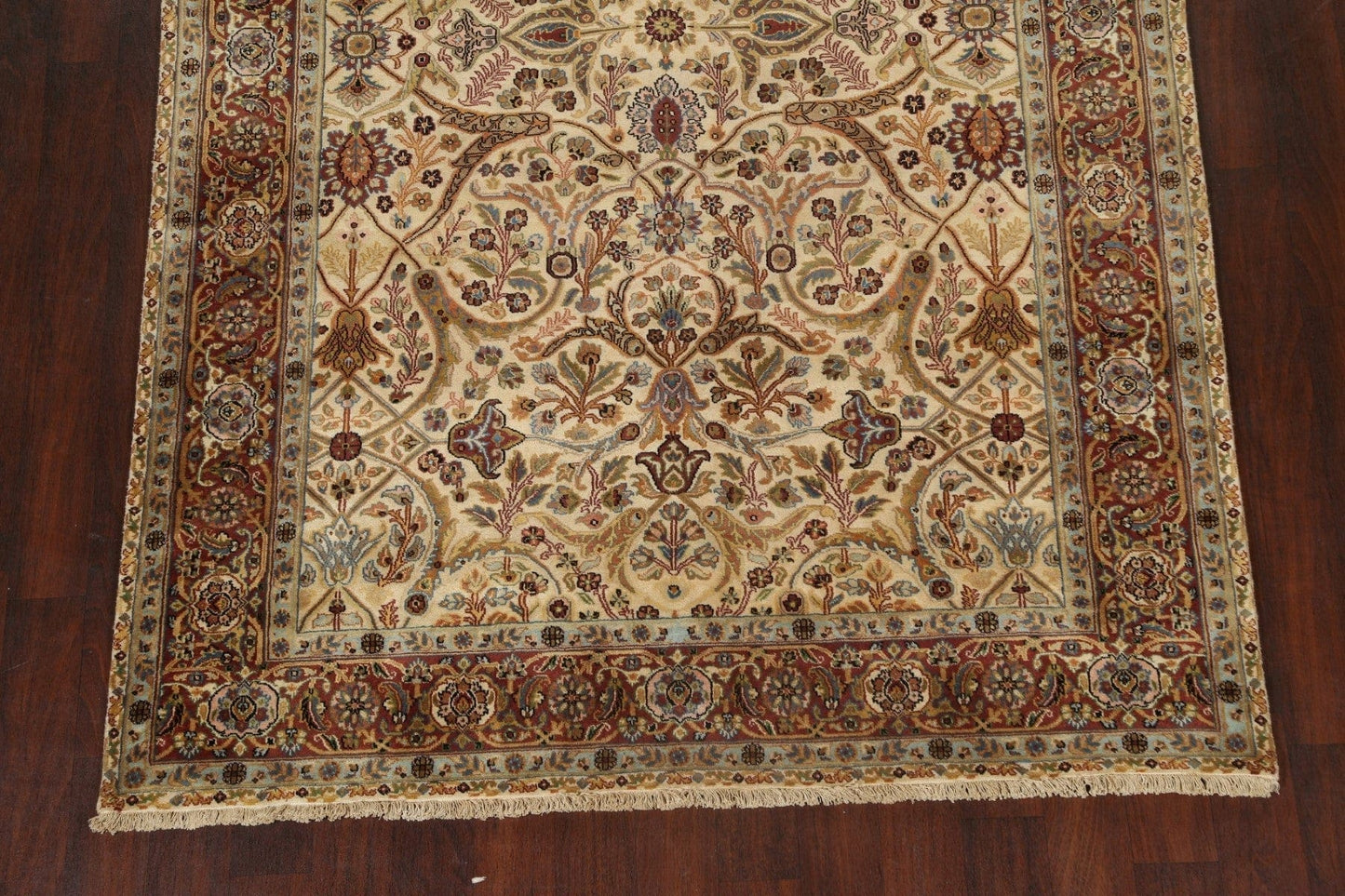 100% Vegetable Dye Floral Kashan Oriental Area Rug 6x9