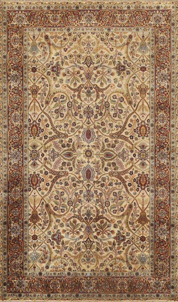 100% Vegetable Dye Floral Kashan Oriental Area Rug 6x9