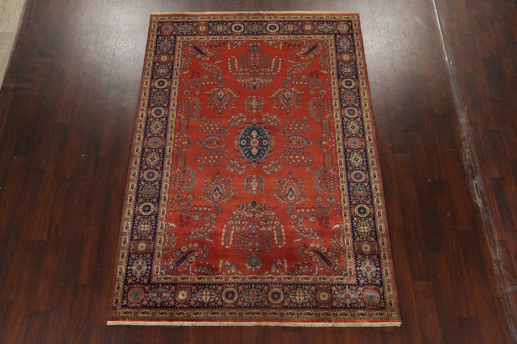 100% Vegetable Dye Floral Kashan Oriental Runner Rug 6x9