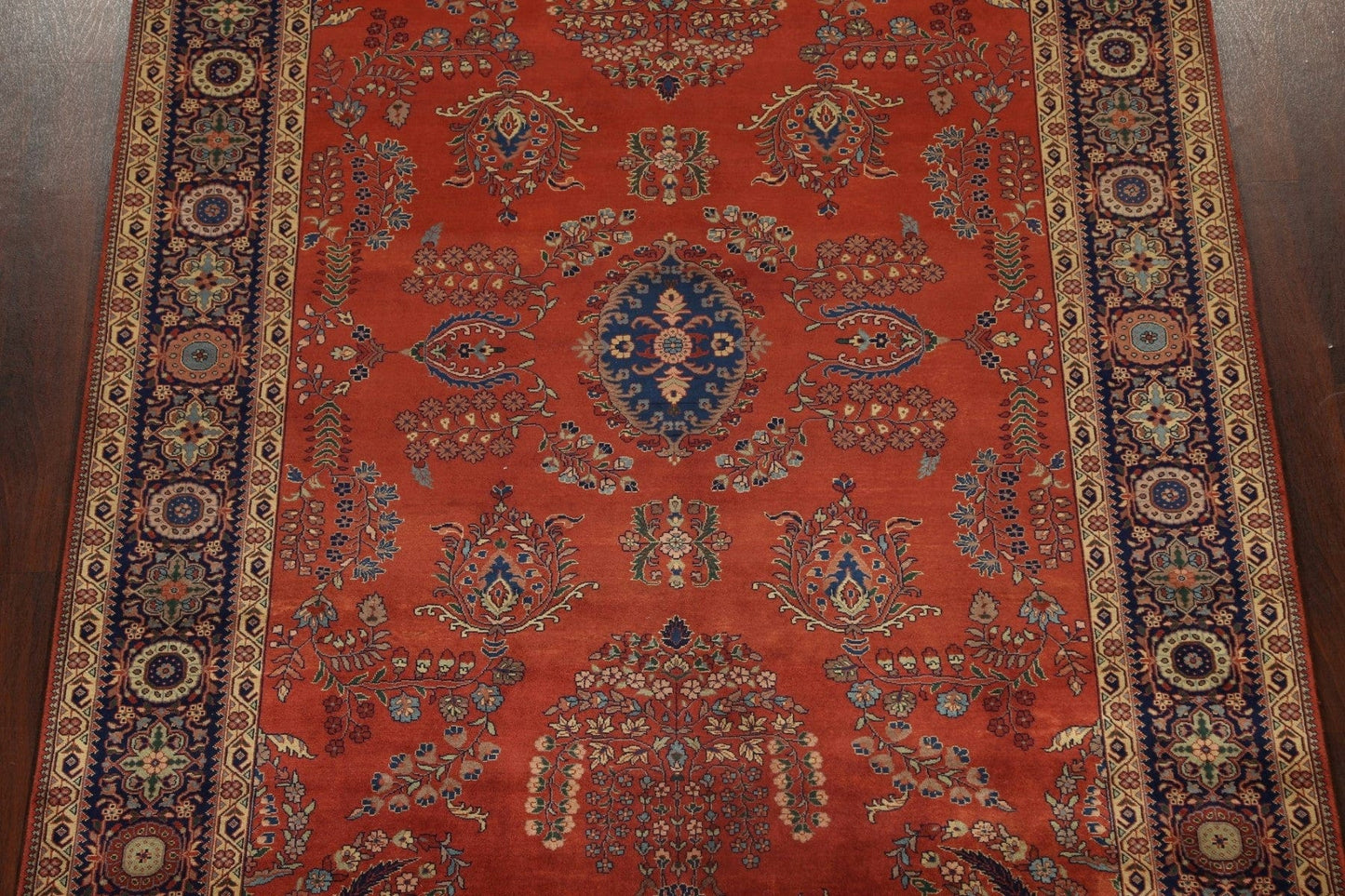 100% Vegetable Dye Floral Kashan Oriental Runner Rug 6x9