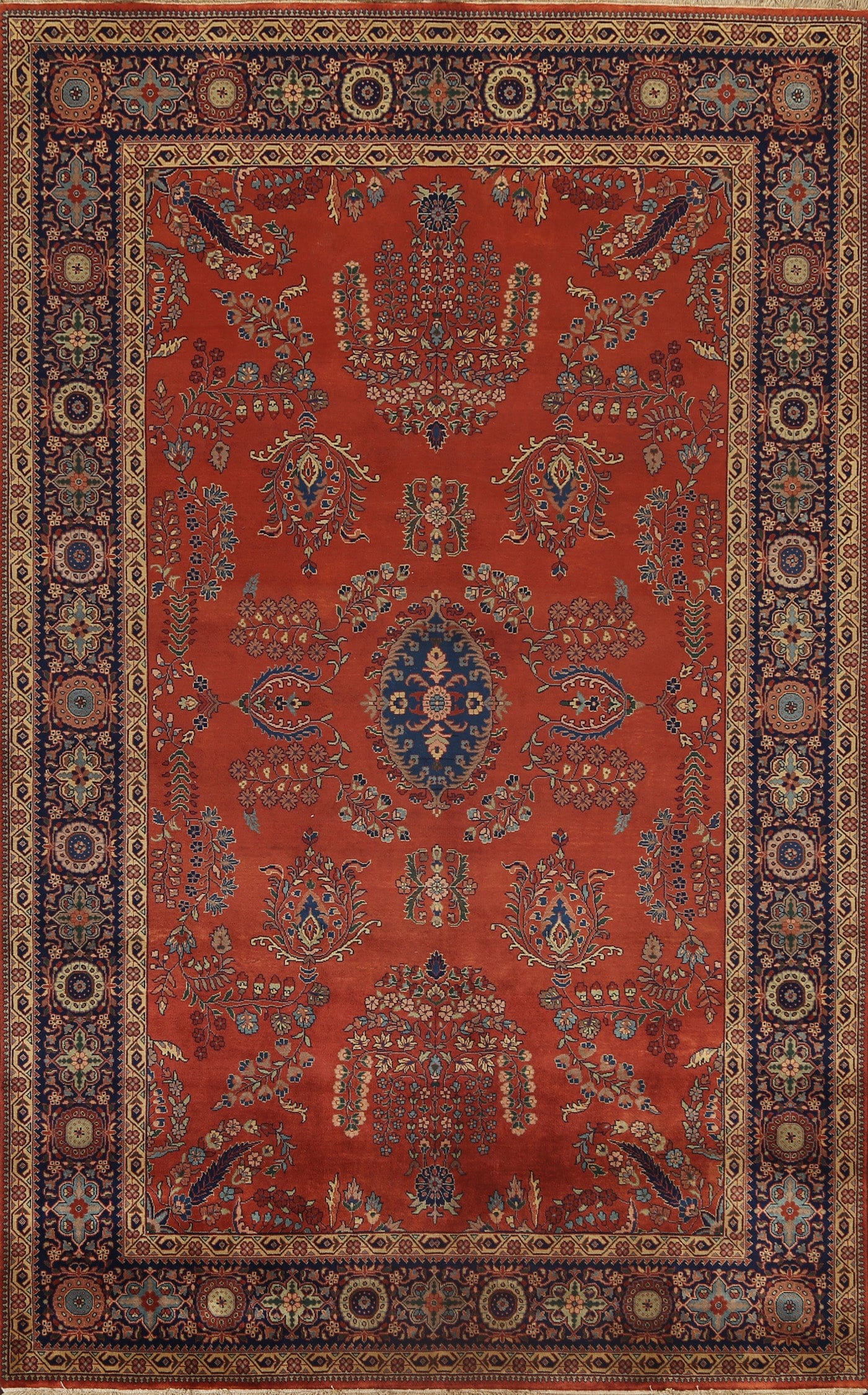 100% Vegetable Dye Floral Kashan Oriental Runner Rug 6x9