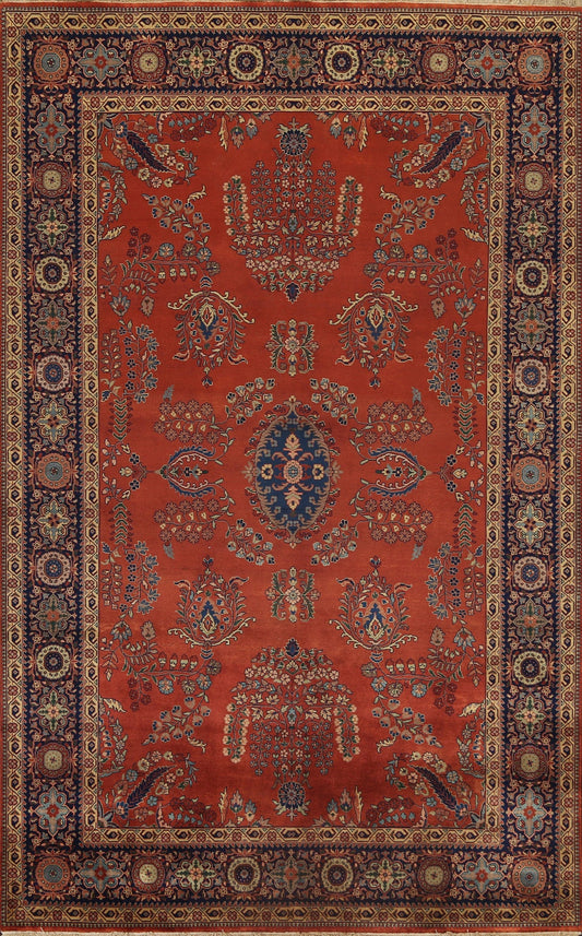 100% Vegetable Dye Floral Kashan Oriental Runner Rug 6x9