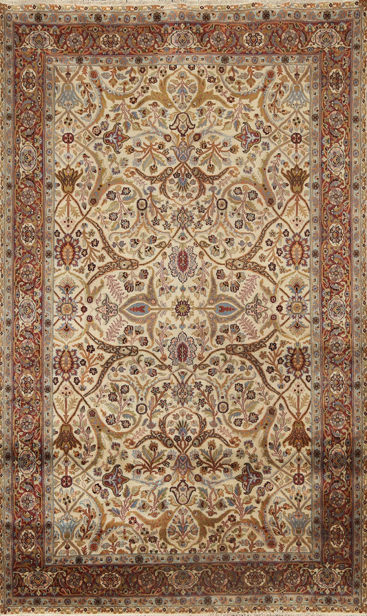 100% Vegetable Dye Floral Kashan Oriental Area Rug 6x9