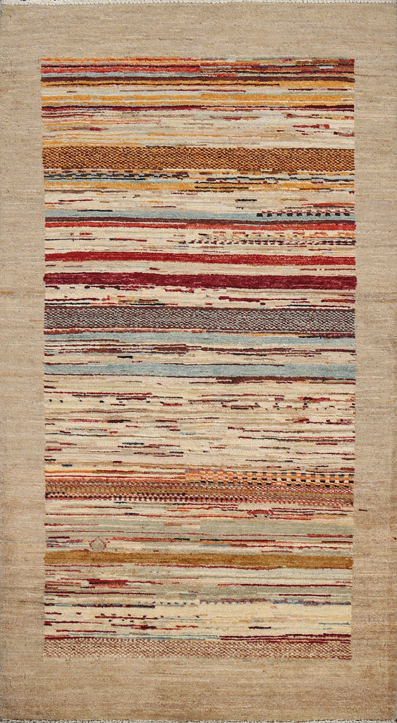 Stripe Gabbeh Kashkoli Oriental Area Rug 3x4