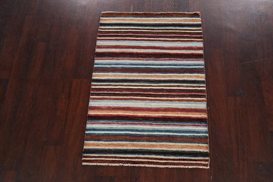 Stripe Gabbeh Kashkoli Oriental Area Rug 3x4