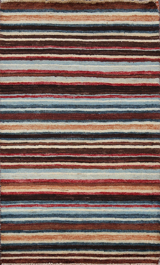 Stripe Gabbeh Kashkoli Oriental Area Rug 3x4