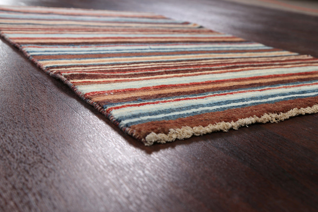 Stripe Gabbeh Kashkoli Oriental Area Rug 3x4