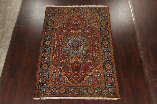 Antique Vegetable Dye Heriz Serapi Persian Area Rug 7x10