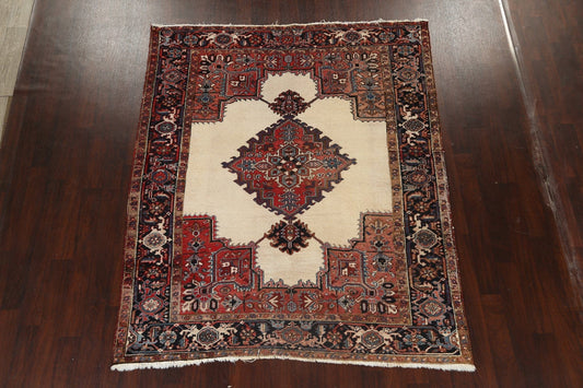 Antique 100% Vegetable Dye Heriz Persian Area Rug 7x8