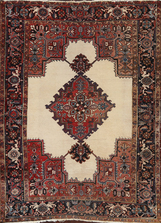 Antique 100% Vegetable Dye Heriz Persian Area Rug 7x8