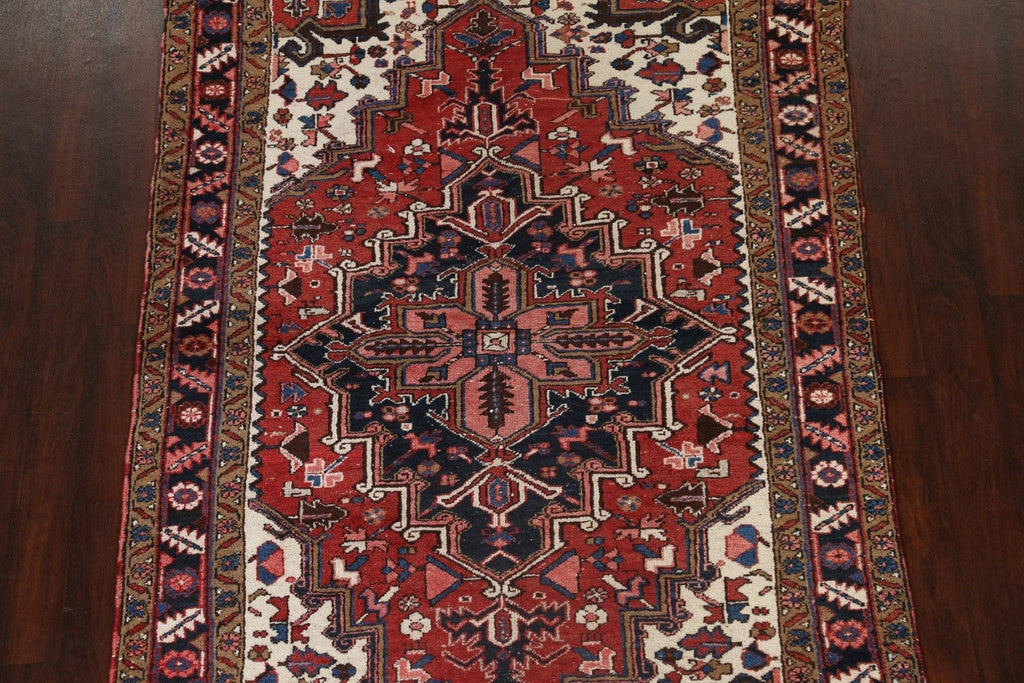 100% Vegetable Dye Geometric Heriz Persian Area Rug 5x8