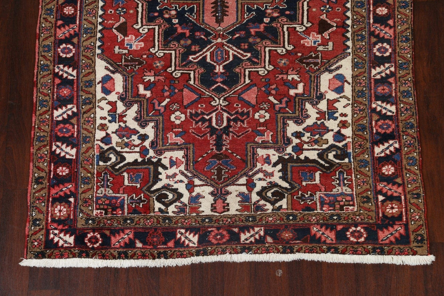 100% Vegetable Dye Geometric Heriz Persian Area Rug 5x8