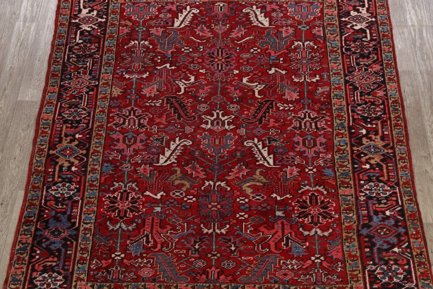 Vegetable Dye All-Over Geometric Heriz Persian Area Rug 7x8