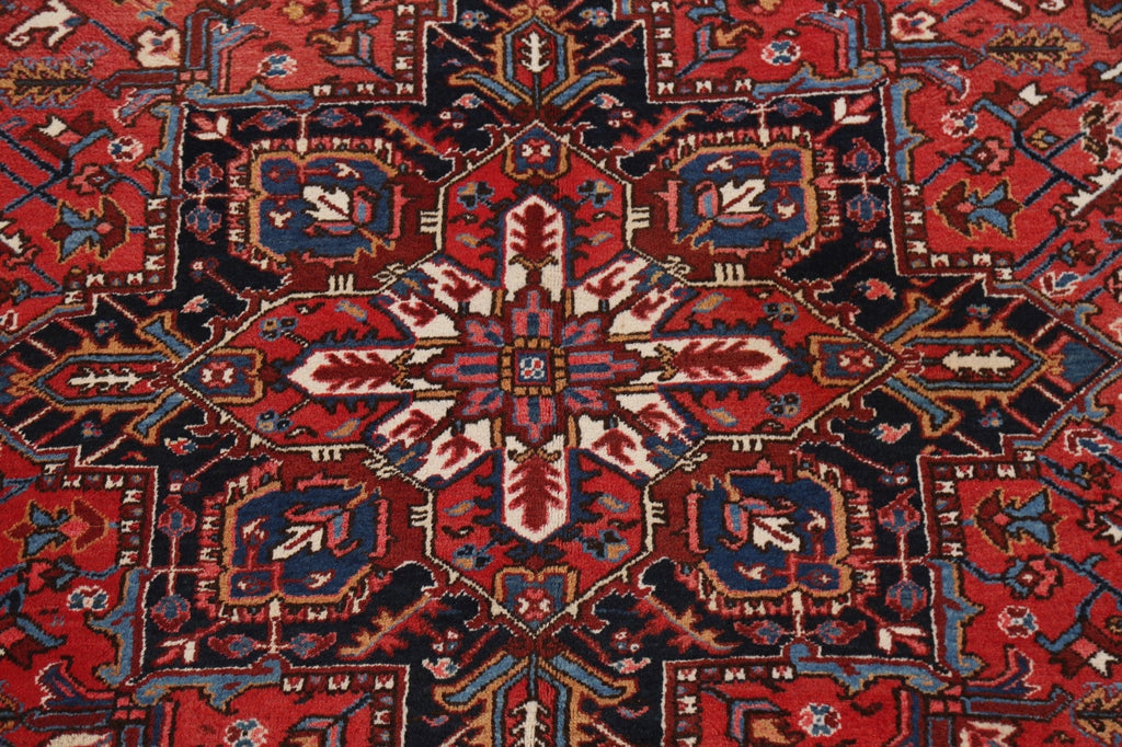 100% Vegetable Dye Geometric Heriz Persian Area Rug 7x10