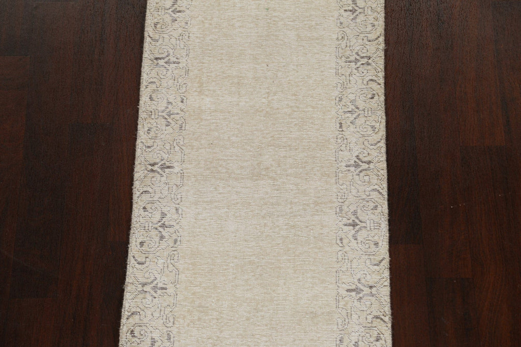 Muted Distressed Tabriz Persian Runner Rug 2x15