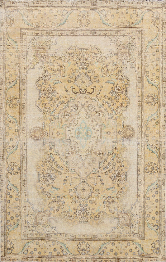 Floral Distressed Tabriz Persian Area Rug 6x9