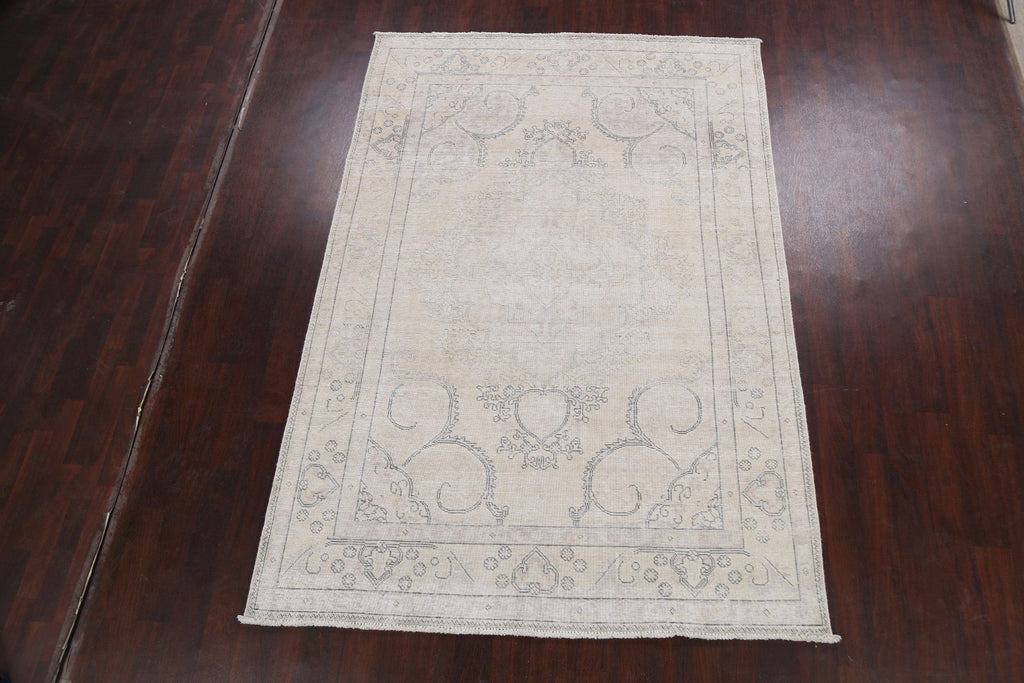 Muted Distressed Tabriz Persian Area Rug 6x9