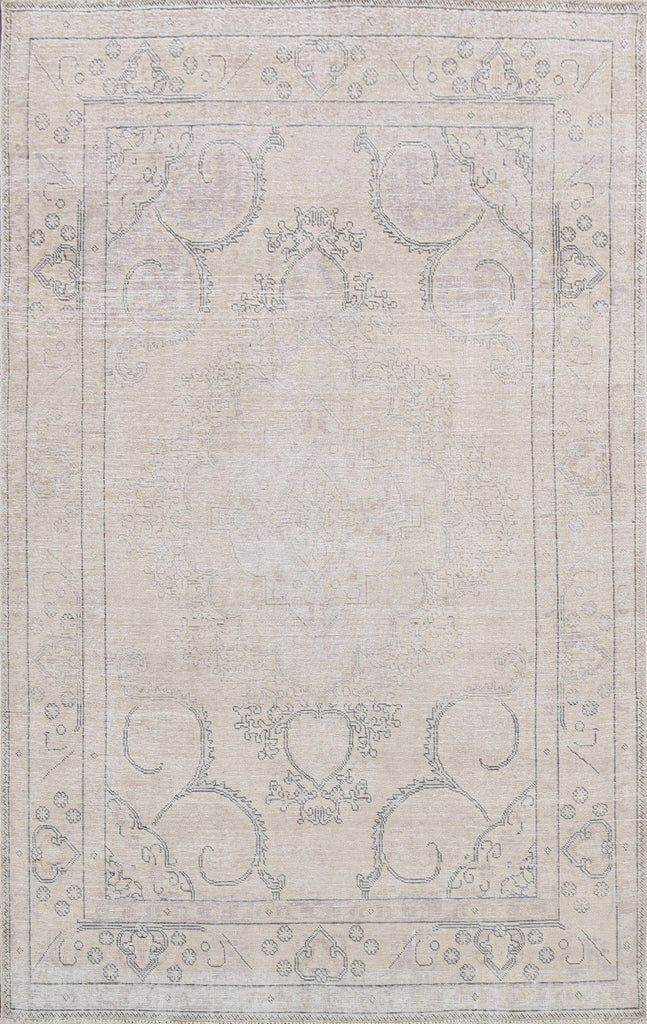 Muted Distressed Tabriz Persian Area Rug 6x9