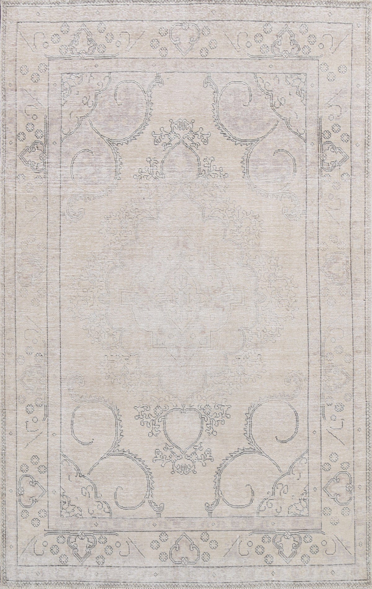 Muted Distressed Tabriz Persian Area Rug 6x9