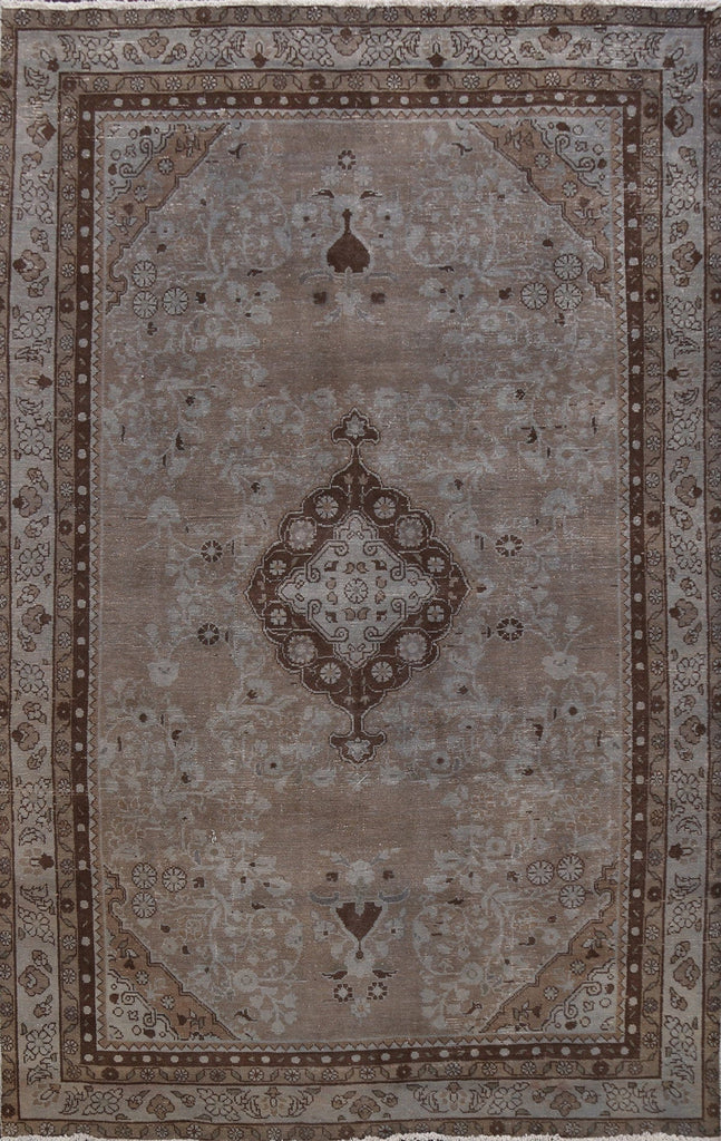 Distressed Floral Hamedan Persian Area Rug 6x9