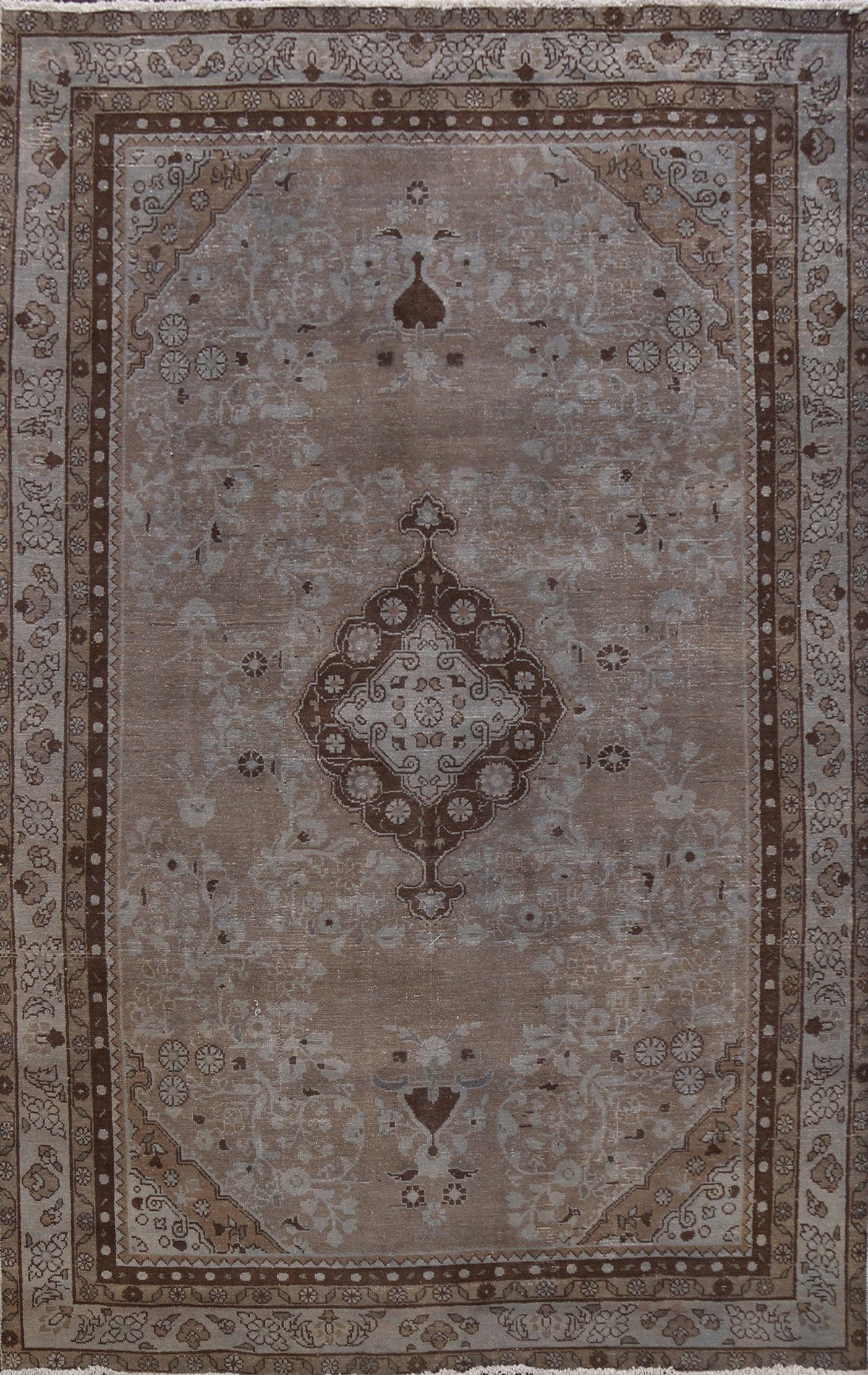 Distressed Floral Hamedan Persian Area Rug 6x9